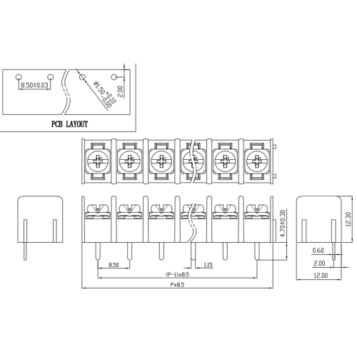 8.5MM pitch fence type PCB terminal block connector